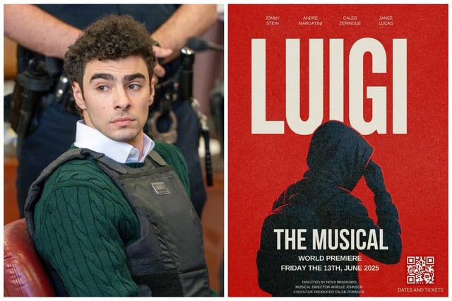 An upcoming musical imagines Luigi Mangione’s life alongside fellow inmates Sam Bankman-Fried and Sean “Diddy” Combs, who are all being held at the Metropolitan Detention Center in Brooklyn. (Steven Hirsch/New York Post via AP, Pool; Luigi the Musical)
