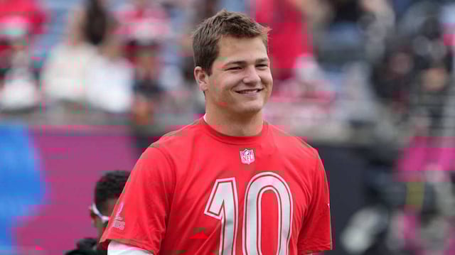 New England Patriots quarterback Drake Maye on Feb 1, 2025.