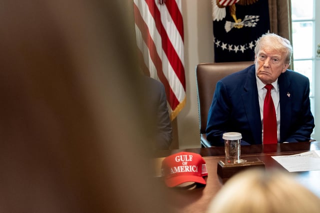 President Donald Trump during a Cabinet meeting at the White House on April 30.