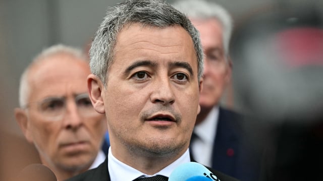 Le ministre de la Justice Gérald Darmanin à La Farlède, près de Toulon, le 15 avril 2025.