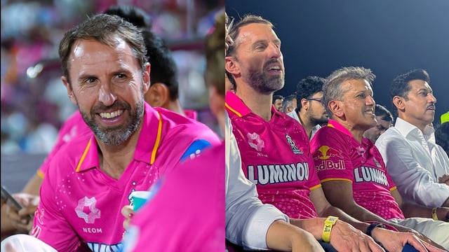 Gareth Southgate was spotted cheering for RR during their clash against Mumbai Indians on Thursday night