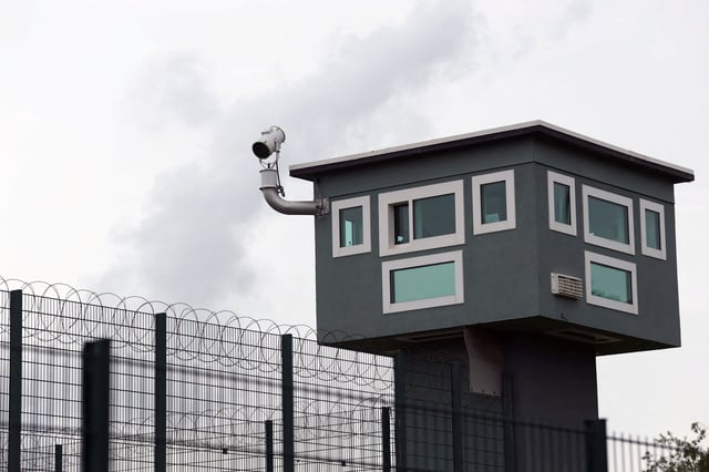 A prison watchtower is seen at the Tarascon prison near Avignon, France, April 16, 2025. REUTERS/Manon Cruz/File Photo