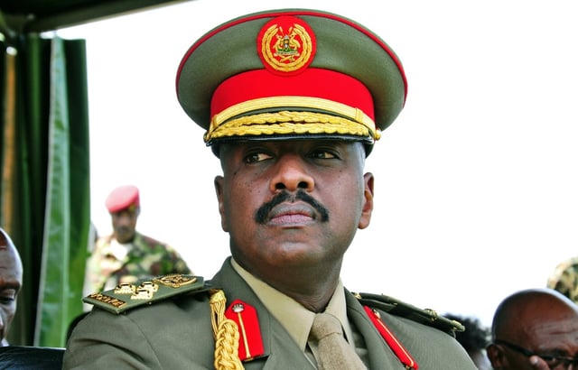Muhoozi Kainerugaba, army chief and the president's son, said he would castrate the bodyguard