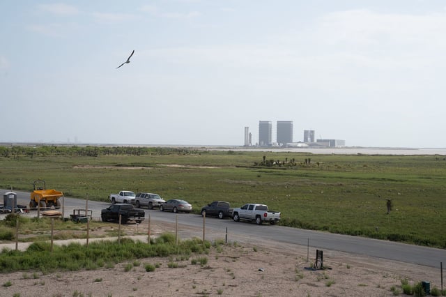 Anthony Gomez owns a launch-viewing outpost just a few miles from Starbase with this view. He calls it a front row seat to the “greatest show on Earth.”