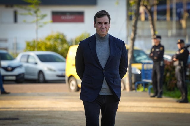 David Sánchez en su entrada a los juzgados de Badajoz el pasado 25 de abril.