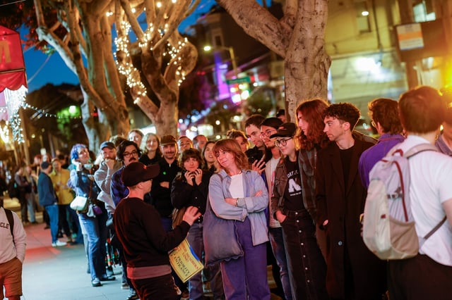 Hundreds lined up to see the “The Shrouds” at the Roxie Theater in San Francisco on April 21, 2025.