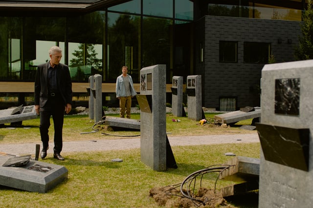The GraveTech cemetery is seen in a movie still from “The Shrouds.” 