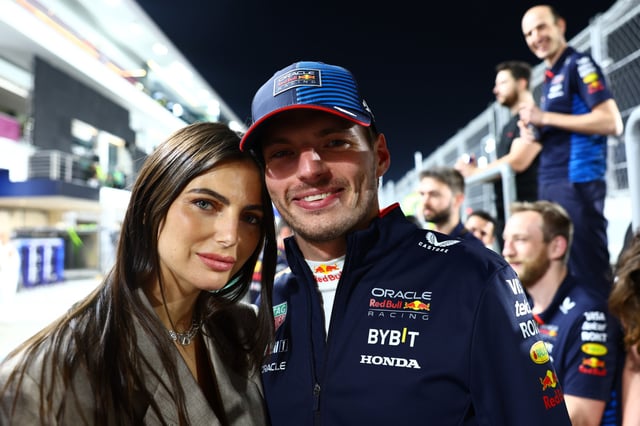 Kelly Piquet and Race winner Max Verstappen of the Netherlands pose for a photo after the F1 Grand Prix of Qatar at Lusail International Circuit on December 01, 2024 in Lusail City, Qatar.