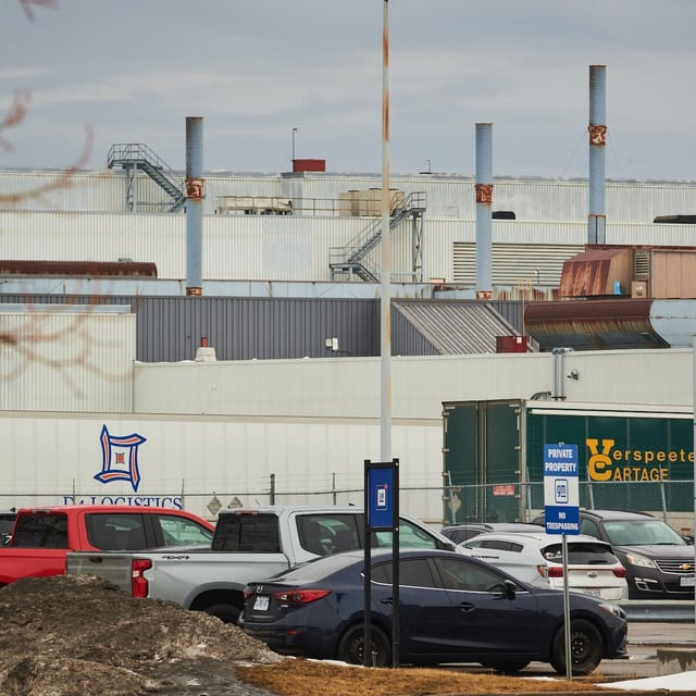 The GM auto assembly plant in Oshawa, Ontario on March 4, 2025. With a large auto industry supporting thousands of jobs, the city is bracing for the impacts of US tariffs.
March 4, 2025.
(Sammy Kogan/The Globe and Mail)