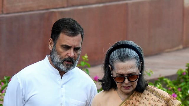 Congress MP Rahul Gandhi and Congress Parliamentary Party Chairperson Sonia Gandhi at Central Hall, Samvidhan Sadan in New Delhi. 