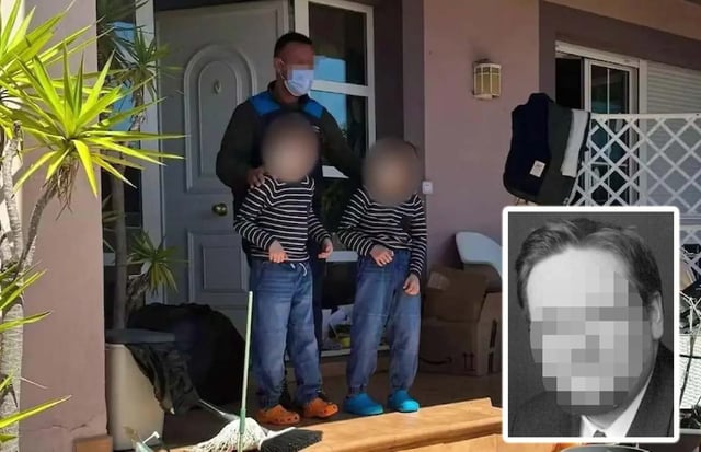 Ein Polizist führt die Kinder ans Tageslicht. Ihr Vater (kleines Foto) soll sie zusammen mit seiner Frau abgeschottet haben.