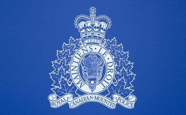 An RCMP logo is seen at a news conference in St. John's, Saturday, June 24, 2023. THE CANADIAN PRESS/Adrian Wyld