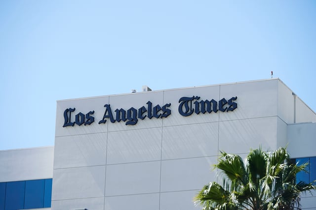 The Los Angeles Times Building in El Segundo, Calif., on March 22, 2021.