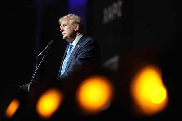 Then-former President Donald Trump during at the Bitcoin 2024 conference, in Nashville, Tenn., on July 27, 2024.