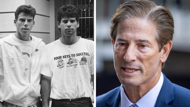 Erik and Lyle Menendez and L.A. County DA Nathan Hochman (Credit: Getty Images)