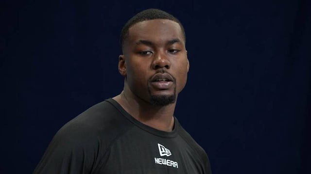Feb 26, 2025; Indianapolis, IN, USA; Georgia defensive lineman Mykel Williams (DL73) during the 2025 NFL Scouting Combine at the Indiana Convention Center. Mandatory Credit: Kirby Lee-Imagn Images