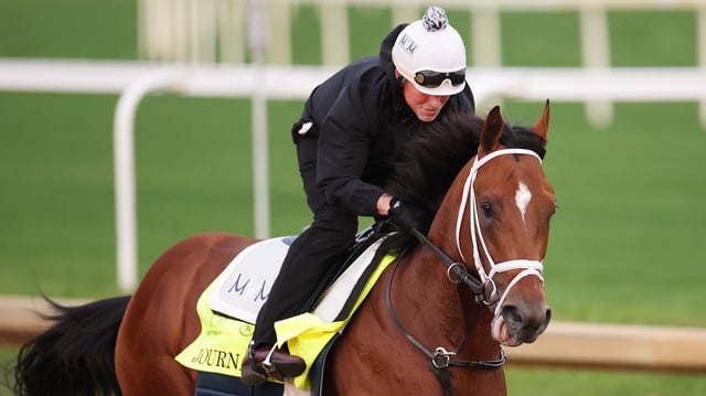 Journalism trains on the track prior to the running of the 151st Kentucky Derby at Churchill Downs on May 1, 2025 in Louisville, Kentucky.