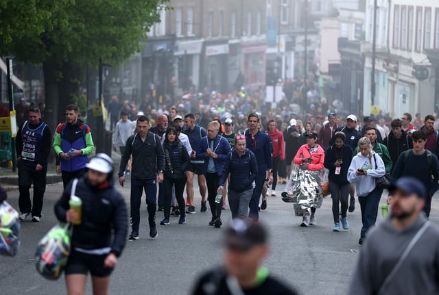 Athletics - London Marathon - London, Britain - April 27, 2025 Participants arrive ahead of the London Marathon Action Images via Reuters/John Sibley/File Photo