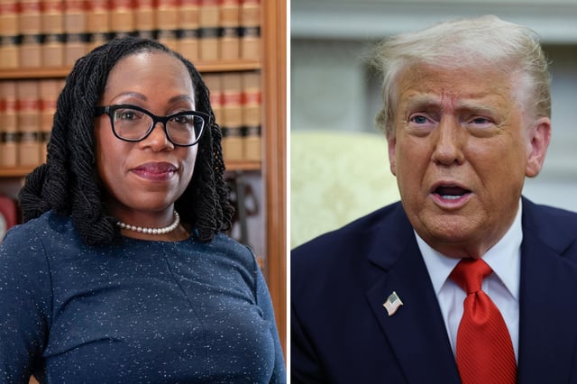 Split pic of Justice Ketanji Brown Jackson and Donald Trump.