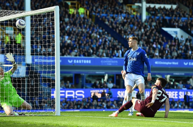 Soccer Football - Premier League - Everton v Ipswich Town - Goodison Park, Liverpool, Britain - May 3, 2025 Ipswich Town's George Hirst scores their second goal REUTERS/Peter Powell