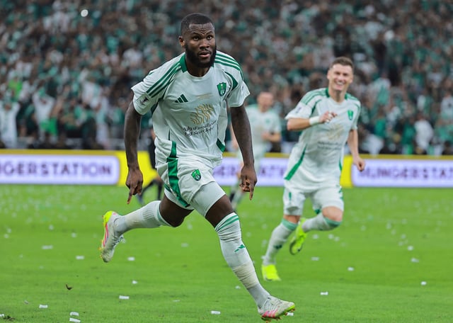 Soccer Football - Asian Champions League - Final - Al Ahli v Kawasaki Frontale - King Abdullah Sports City, Jeddah, Saudi Arabia - May 3, 2025 Al Ahli's Franck Kessie celebrates scoring their second goal REUTERS/Stringer