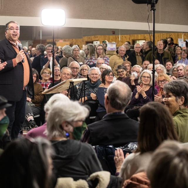 NDP Leader Naheed Nenshi speaks after being acclaimed as the party's candidate for Edmonton-Strathcona in Edmonton, on Wednesday, January 22, 2025. Alberta’s New Democrats will vote today on whether or not to allow new members to opt out of joining the federal NDP. THE CANADIAN PRESS/Jason Franson