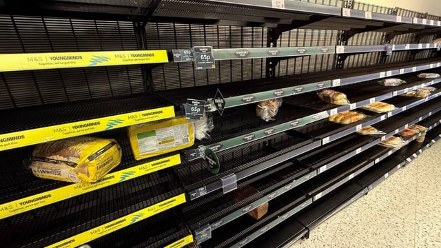 Empty shelves in Marks & Spencer as the cyberattack affected the company’s supply chain