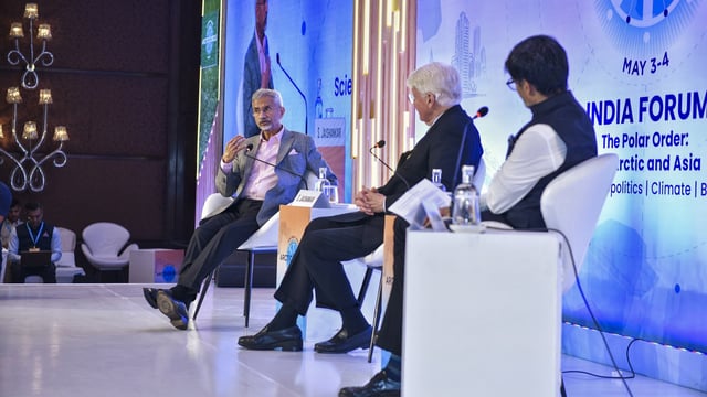 External affairs minister S Jaishankar speaks at the Arctic Circle India Forum 2025 on Sunday.