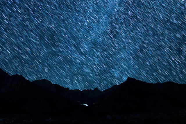 Star Trails of the Aquarids Meteor Shower in California.