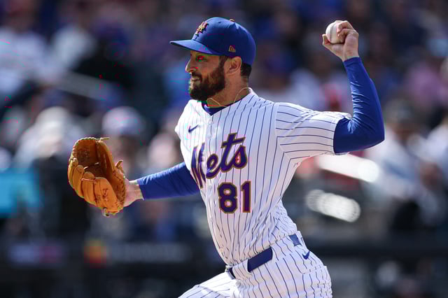 Apr 20, 2025; New York City, New York, USA; New York Mets relief pitcher Danny Young (81) delivers a pitch during the seventh inning against the St. Louis Cardinals at Citi Field. Mandatory Credit: Vincent Carchietta-Imagn Images/File Photo