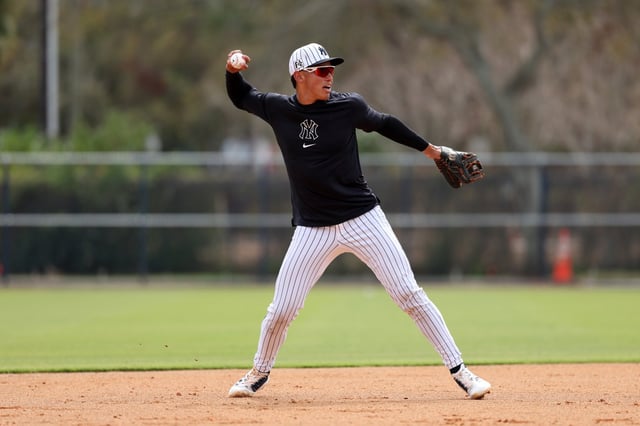 George Lombard Jr. #96 of the New York Yankees during spring training at George M. Steinbrenner Field on February 19, 2025 in Tampa, Florida. (Photo by New York Yankees/Getty Images)