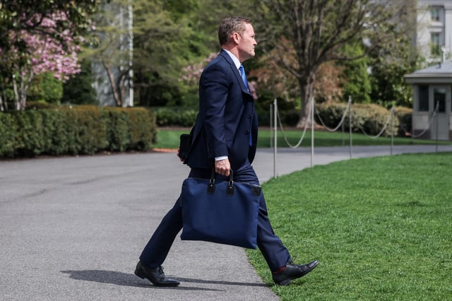 U.S. National Security Advisor Mike Waltz walks to board Marine One at the White House in Washington, D.C., U.S., April 3, 2025. REUTERS/Carlos Barria/File Photo