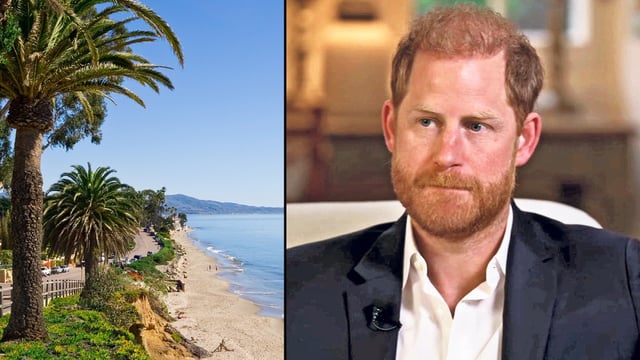 The Pacific coast near Montecito; Prince Harry during his BBC interview