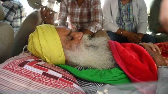 Farmer leader Jagjit Singh Dhallewal on March 19, 2025, during his protest. (Keshav Singh/ HT Photo)