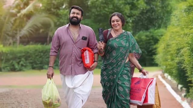 Mohanlal and Sobhana in a still from Tharun Moorthy's Thudarum. 
