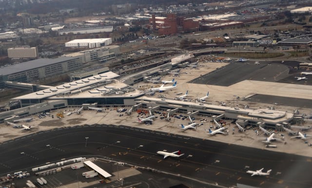 Airplanes sit parked at the Newark Liberty International Airport on December 4, 2024 in Newark, New Jersey.