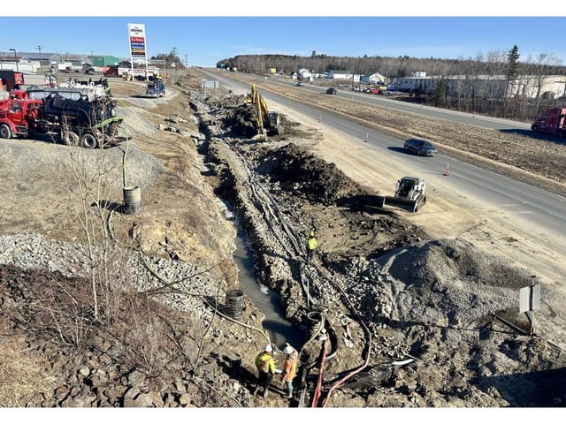 An overpass on Beardsley Road shows a birds-eye-view of the massive diesel fuel leak at Murray's Irving in Woodstock in April.