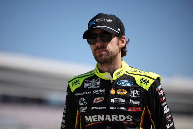 Ryan Blaney, driver of the #12 Menards/Knauf Ford, looks on during qualifying for the NASCAR Cup Series Würth 400 at Texas Motor Speedway on May 03, 2025 in Fort Worth, Texas.