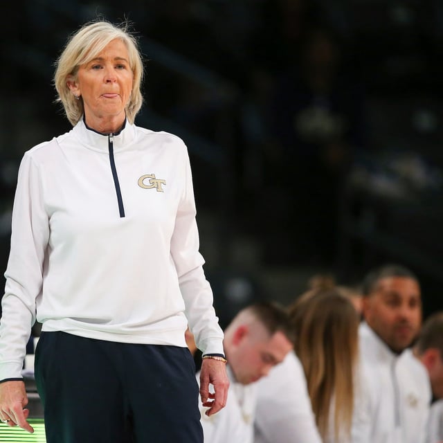 FILE - Georgia Tech head coach Nell Fortner watches from the bench during an NCAA basketball game against Mississippi State on Wednesday Dec. 4, 2024 in Atlanta. (AP Photo/Stew Milne, file)
