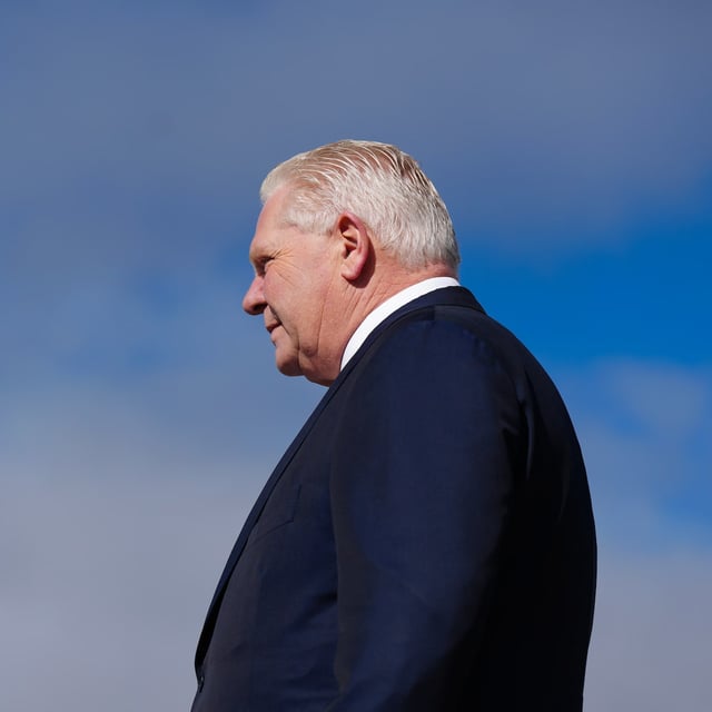 Ontario Premier Doug Ford attends an availability in Mississauga, Ont., on Wednesday, April 30, 2025. THE CANADIAN PRESS/Chris Young