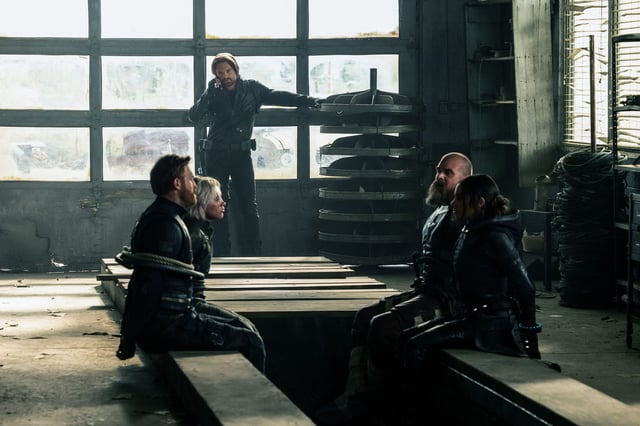 Wyatt Russell, Florence Pugh, Sebastian Stan, David Harbour, and Hannah John-Kamen in "Thunderbolts*."