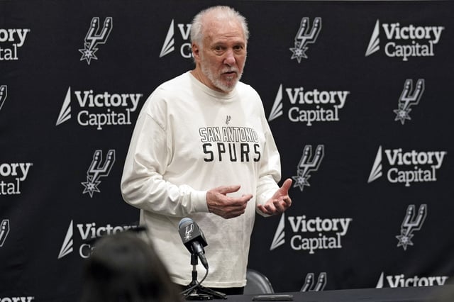 Sep 30, 2024; San Antonio, TX, USA; San Antonio Spurs head coach Gregg Popovich answers questions during Media day at Victory Capital Performance Center in San Antonio. Mandatory Credit: Scott Wachter-Imagn Images/FIle Photo