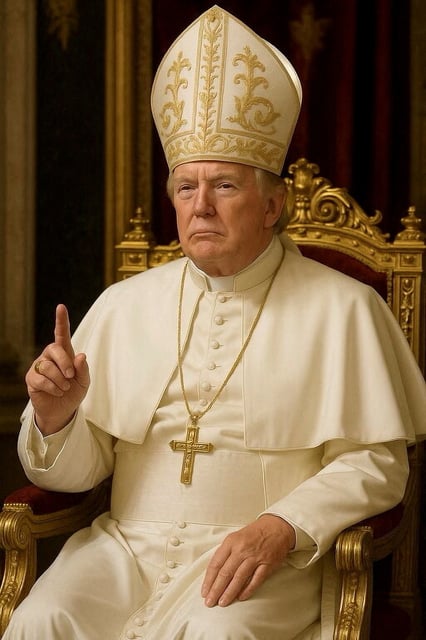 An artificial intelligence (AI) image shows U.S. President Donald Trump wearing a white cassock and papal headdress after it was posted on his Truth Social media account @realDonaldTrump. @realDonaldTrump/Handout via REUTERS/File Photo
