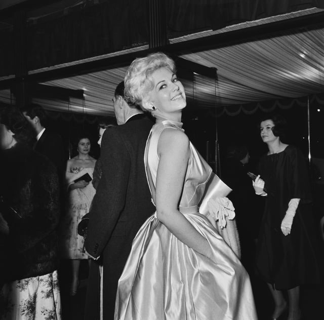 Kim Novak at the Royal Performance of film 'Once More, With Feeling' at the Odeon Leicester Square, London, April 4th 1960.