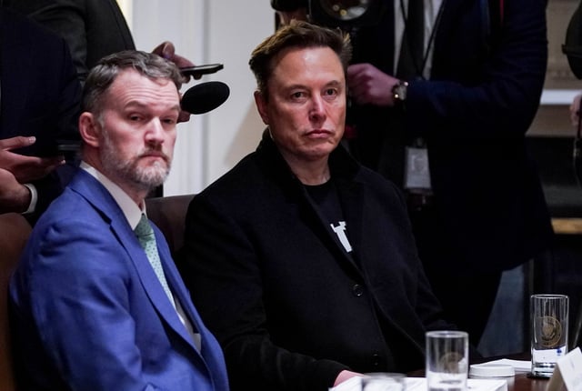 Tesla CEO Elon Musk attends a cabinet meeting at the White House in Washington, D.C., U.S., April 10, 2025. REUTERS/Nathan Howard/File Photo
