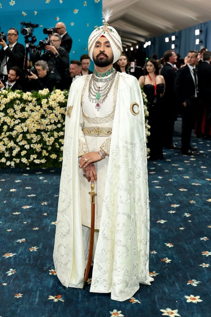 Another star of Indian cinema, Diljit Dosanjh, attended his first Met Gala dressed in a maharaja-inspired ensemble from Prabal Gurung.