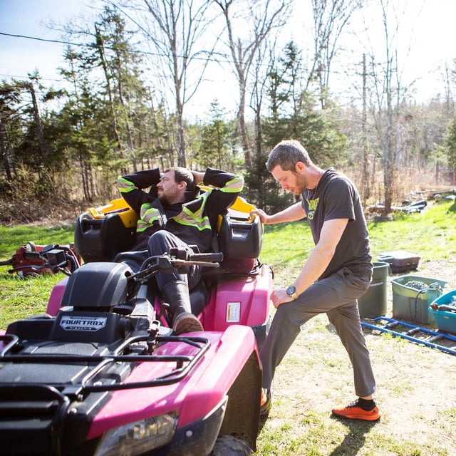 Daniel Martell and his brother Justin Martell (left) wait for an update from search and rescue at his home in Lansdowne Station, NS, where his two stepchildren went missing on May 2. (05/05/2025)
(Chris Donovan/The Globe and Mail)