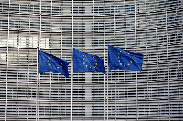 European Union flags flutter outside the EU Commission headquarters in Brussels, Belgium, January 18, 2018.  REUTERS/Francois Lenoir/File Photo