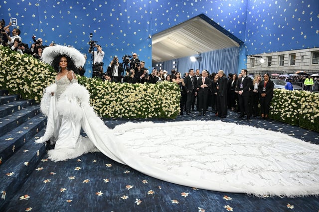 TOPSHOT - US singer Diana Ross arrives for the 2025 Met Gala at the Metropolitan Museum of Art on May 5, 2025, in New York. The Gala raises money for the Metropolitan Museum of Art's Costume Institute. The 2025 Met Gala is themed "Tailored for You," aligning with the Costume Institute's exhibition, "Superfine: Tailoring Black Style," set to open to the public on May 10. (Photo by Angela WEISS / AFP) (Photo by ANGELA WEISS/AFP via Getty Images)          