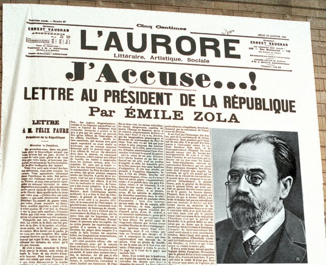 Novelist Emile Zola took Dreyfus's side